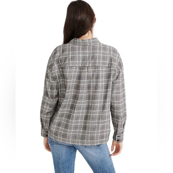 Madewell Plaid Button Down Shirt Size M Preppy Dark Academia Boyfriend Long - Picture 3 of 9